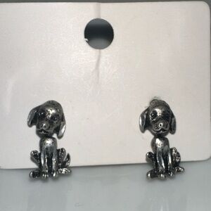 Cute silver puppy dog earrings